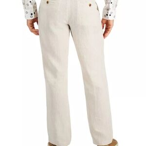 Club Room Luxury 100% Linen Natural Khaki Dress Pants Straight-Leg 38x30